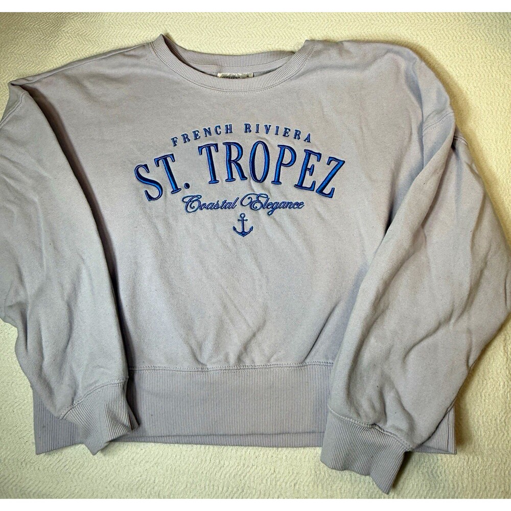 Mighty Fine Women' XL Gray Fleece Crew Neck Pullover Sweatshirt Embroidered Logo
